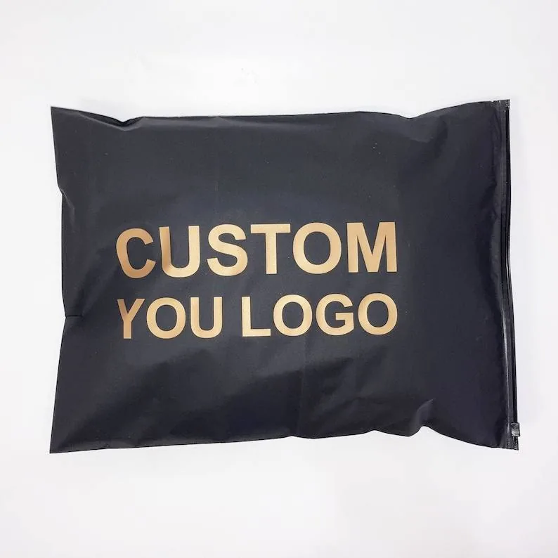 2025 Customized Black Zipper Bag With Logo Printing Zip Lock Bag With Handle Packaging Bags