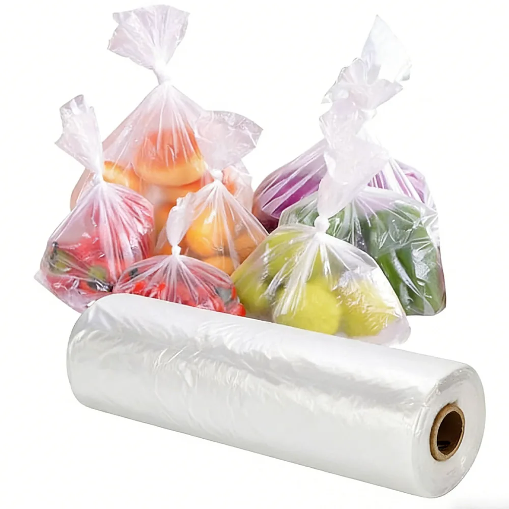 Clear PE Flat Produce Bags on Roll for Fruit and Vegetables