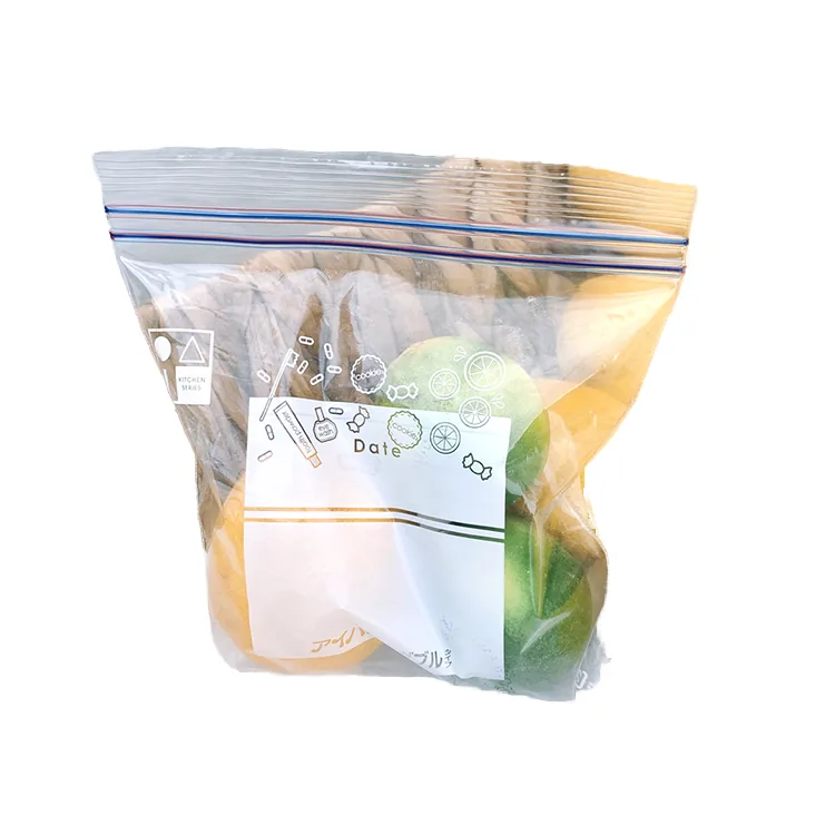 Clear PE Plastic Recyclable Gravure Printed Reusable Ziplock Bag Fresh-Keeping Storage Fruit Vegetables Snacks Salad