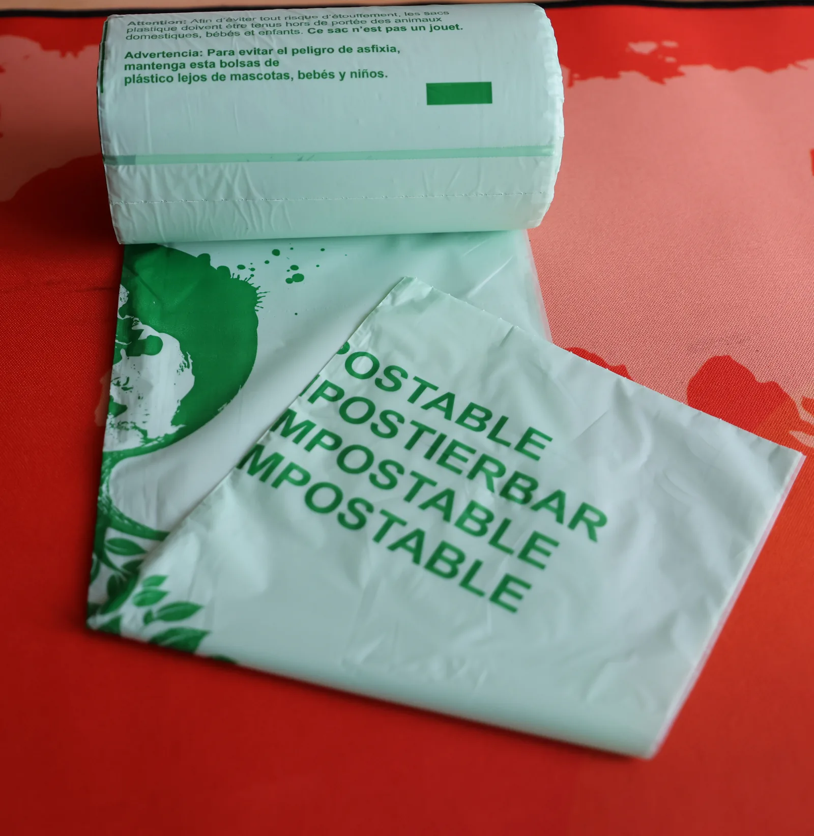 Compostable Biodegradable PLA+PBAT Star Seal Heat Seal Core-less Flat Trash Bags Garbage Bag on Roll
