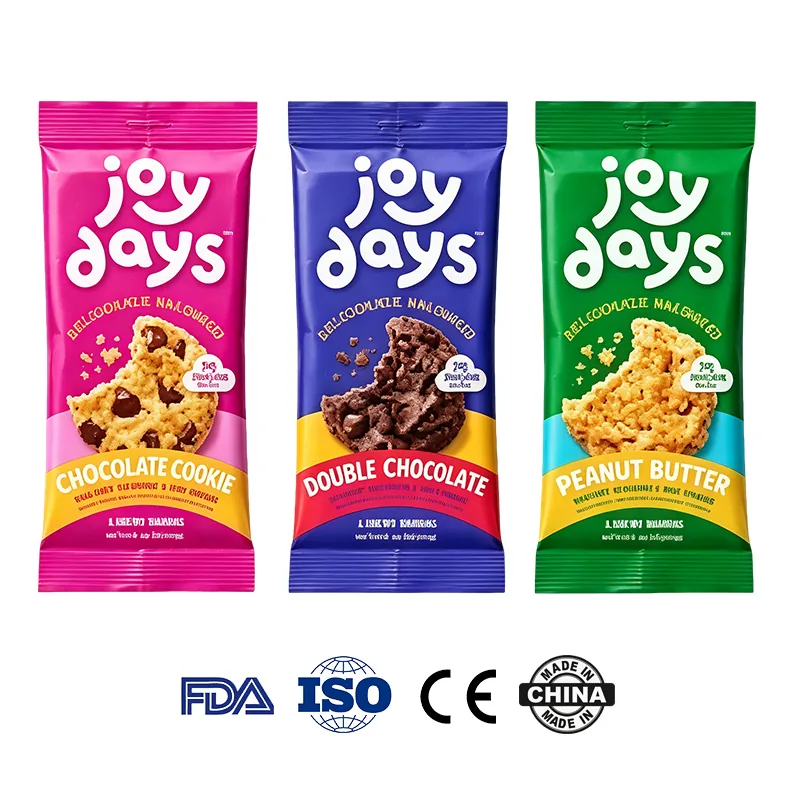 Custom Printed Center Seal Pillow Pouches, High Barrier Bags for Cookie Biscuit Snacks, Custom Logo Printing