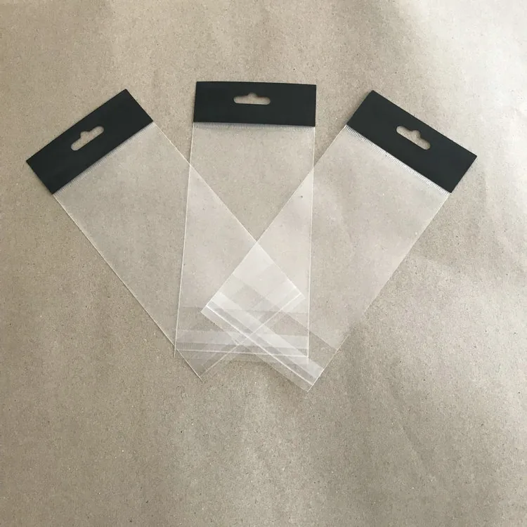 Customized Printing Self-Adhesive Euro Round Hang Hole Cellophane Packing Bags With Logo Plastic Header Printed Packing Bags