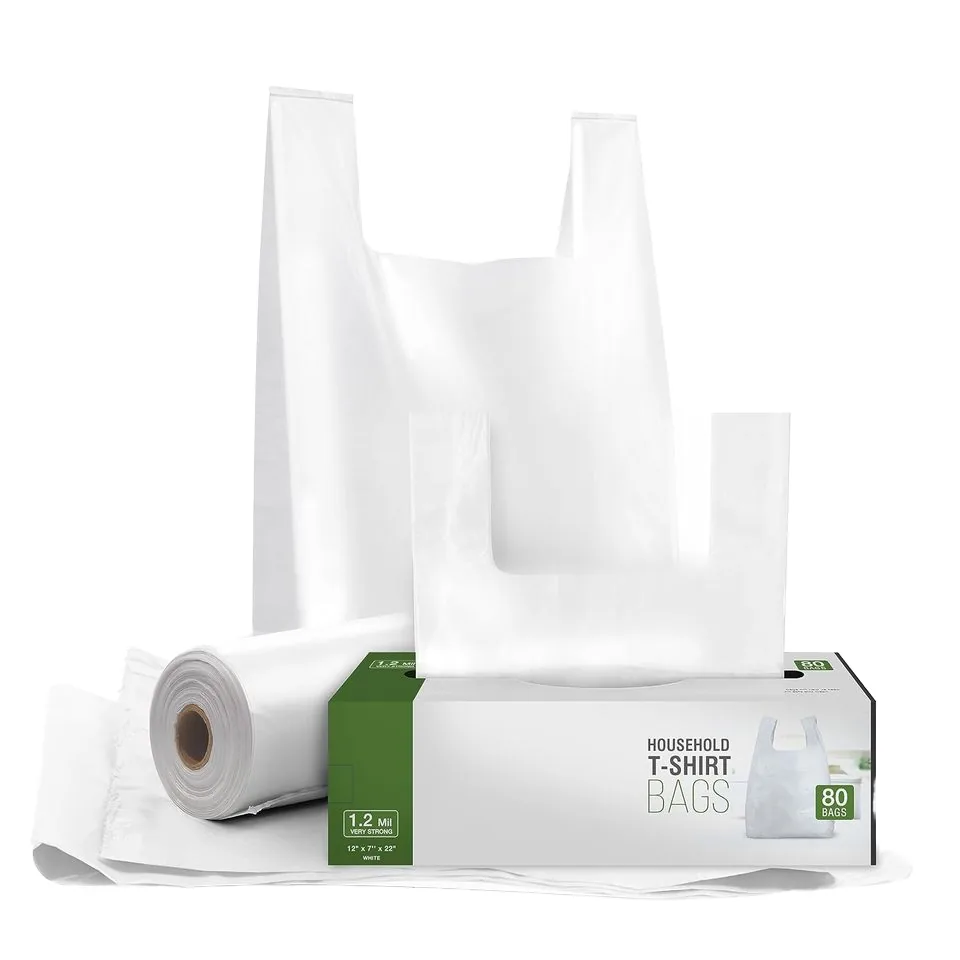 PP Vest Carrier Bag on Roll with Recycled Content